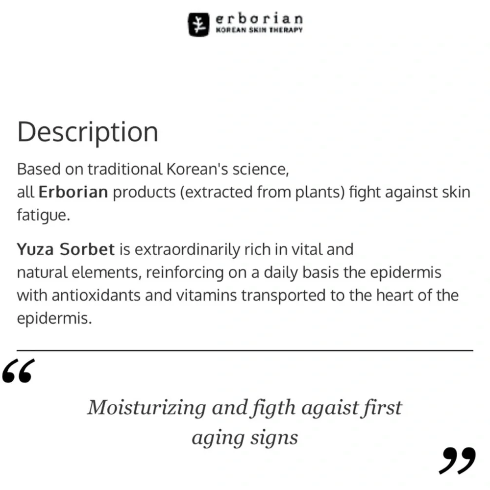 🦋$4 ~ Erborian ~ Yuza Sorbet ~ Vitamin Featherweight Emulsion ~ Korean Skin